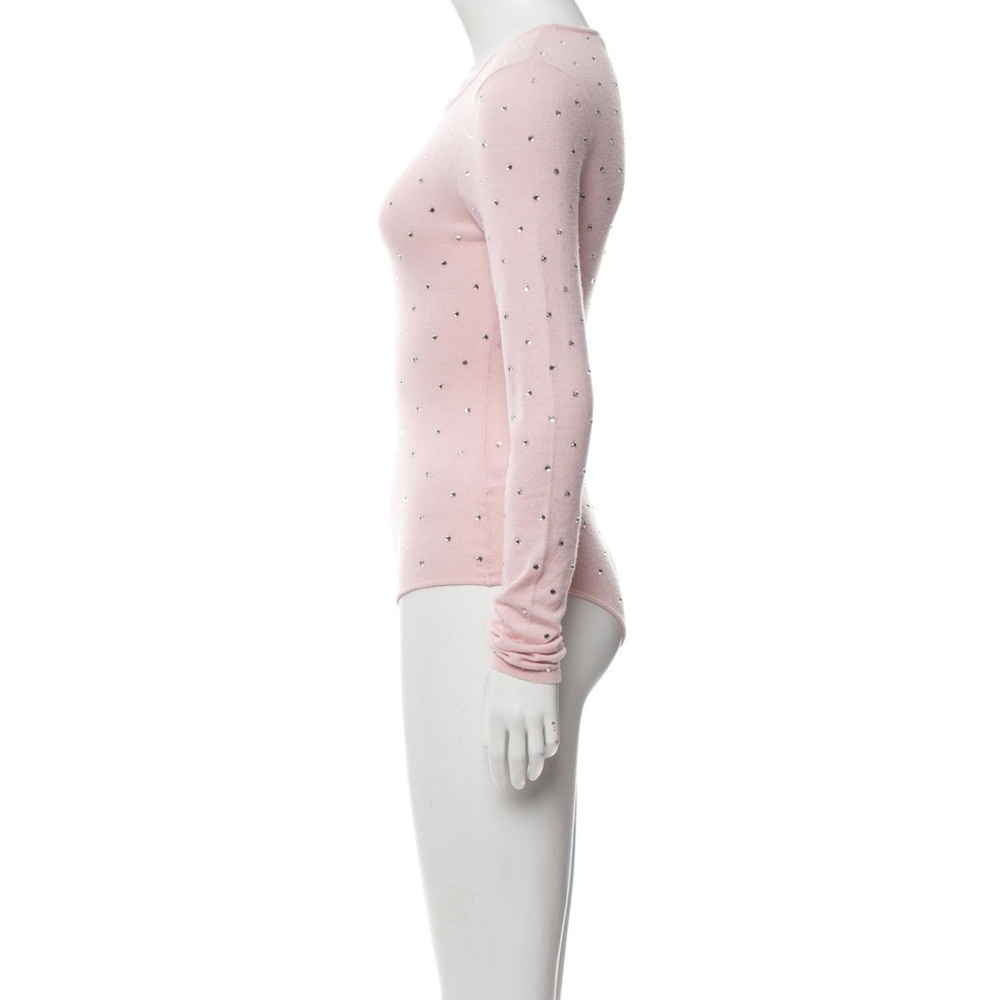 Ronny Kobo pink bodysuit with gem stud details